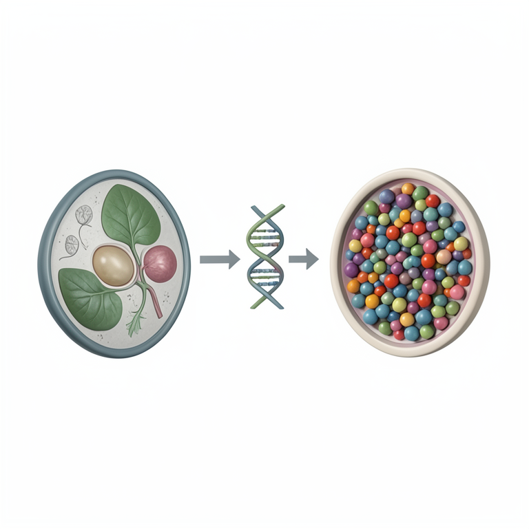 AI-generated conceptual illustration (Arabidopsis thaliana plant cells). It explains the idea and does not show study data.