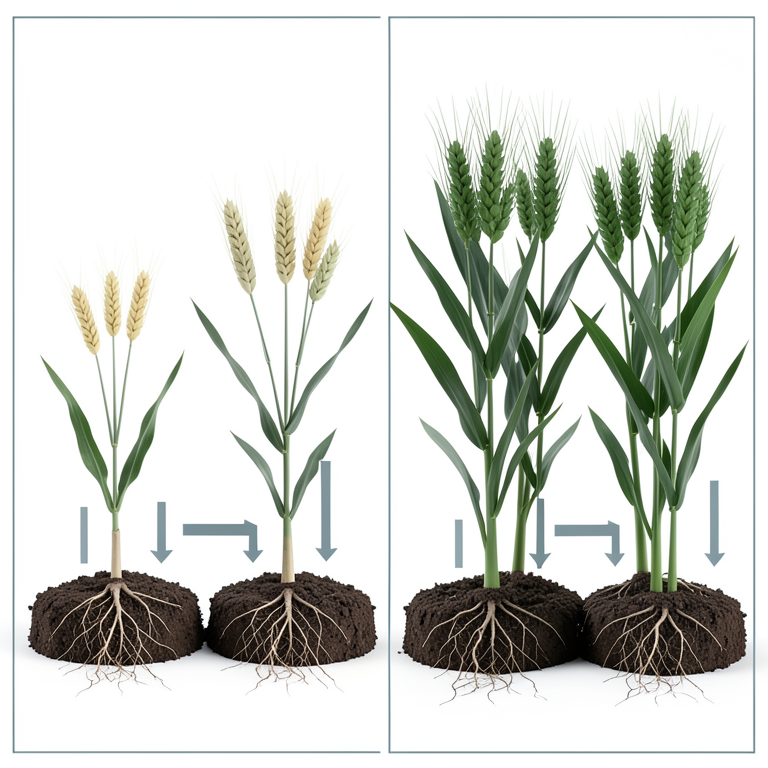 AI-generated conceptual illustration (wheat plants in a field). It explains the idea and does not show study data.