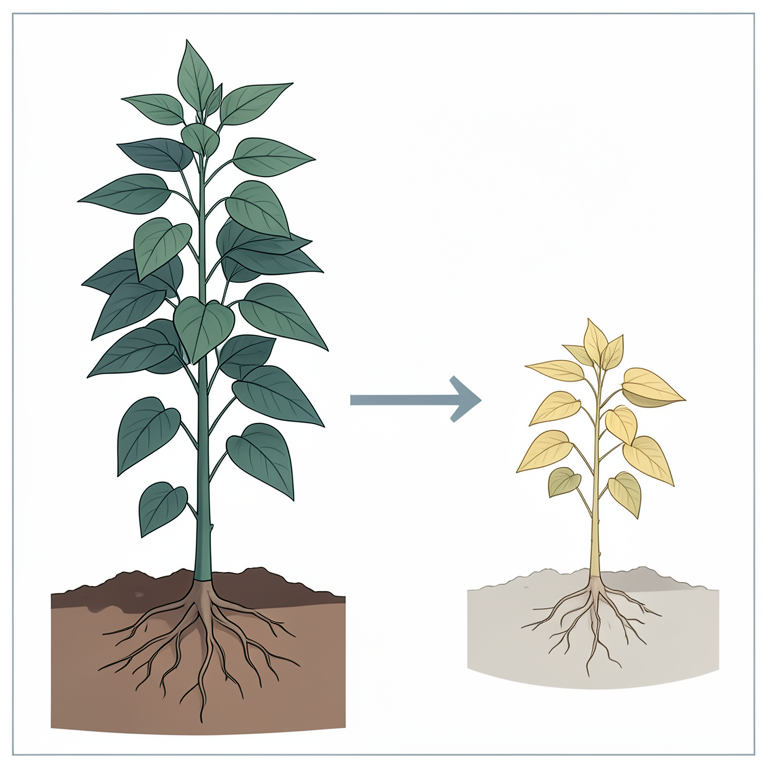 AI-generated conceptual illustration (common bean plants (Phaseolus vulgaris) in soil). It explains the idea and does not show study data.