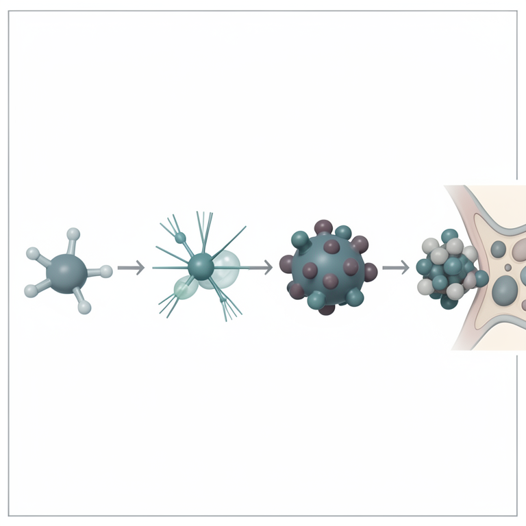 AI-generated conceptual illustration (Vaccine molecular structures and delivery vehicles). It explains the idea and does not show study data.