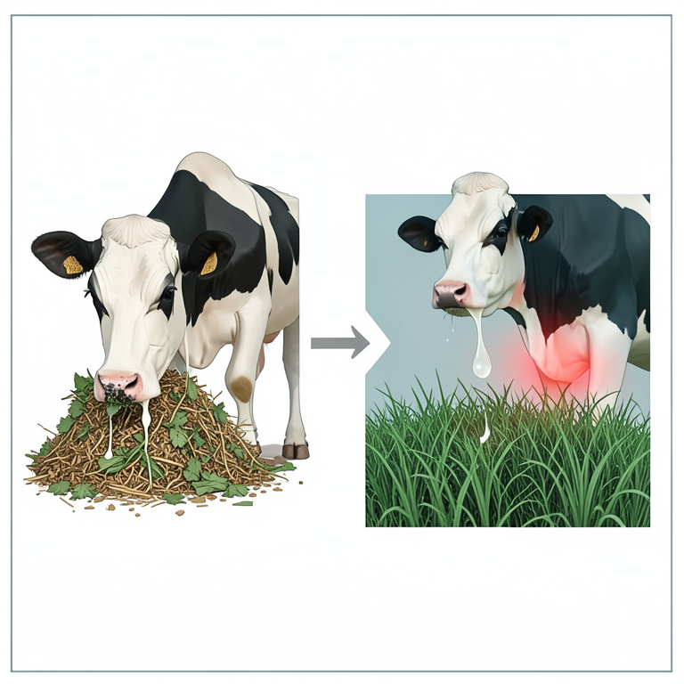 AI-generated conceptual illustration (dairy cows). It explains the idea and does not show study data.