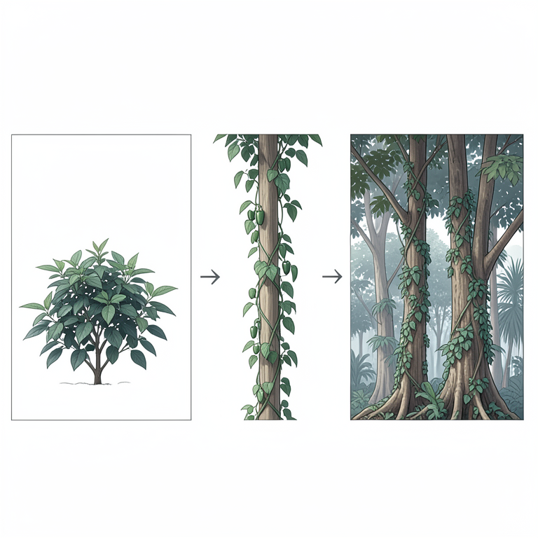 AI-generated conceptual illustration (Black pepper plants (Piper nigrum)). It explains the idea and does not show study data.