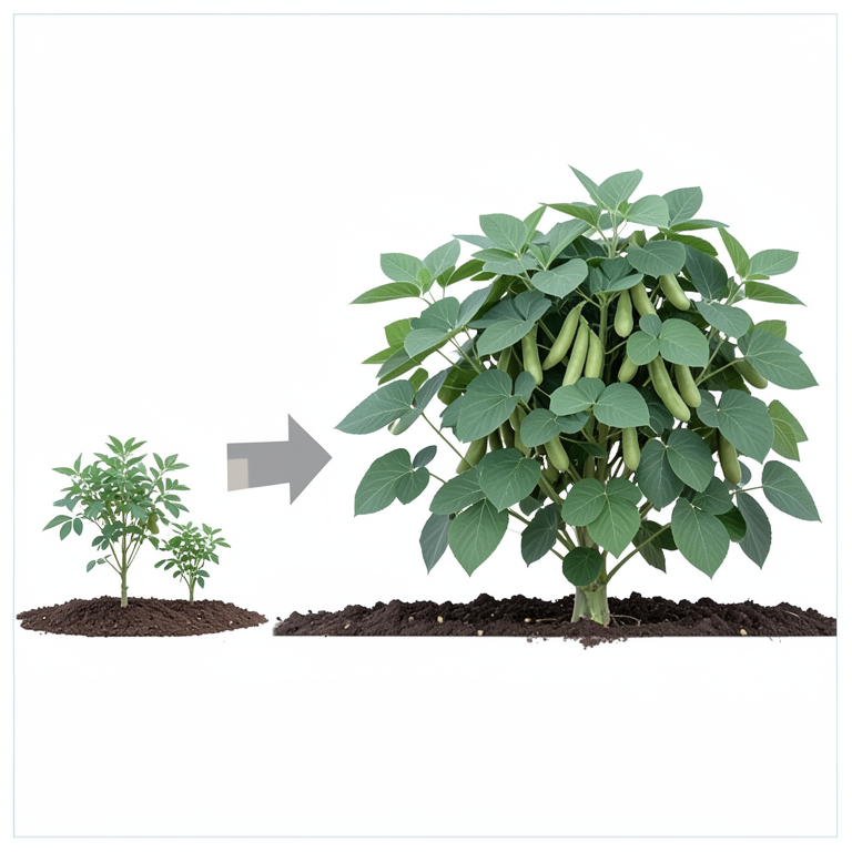 AI-generated conceptual illustration (cowpea plants (Vigna unguiculata L.)). It explains the idea and does not show study data.