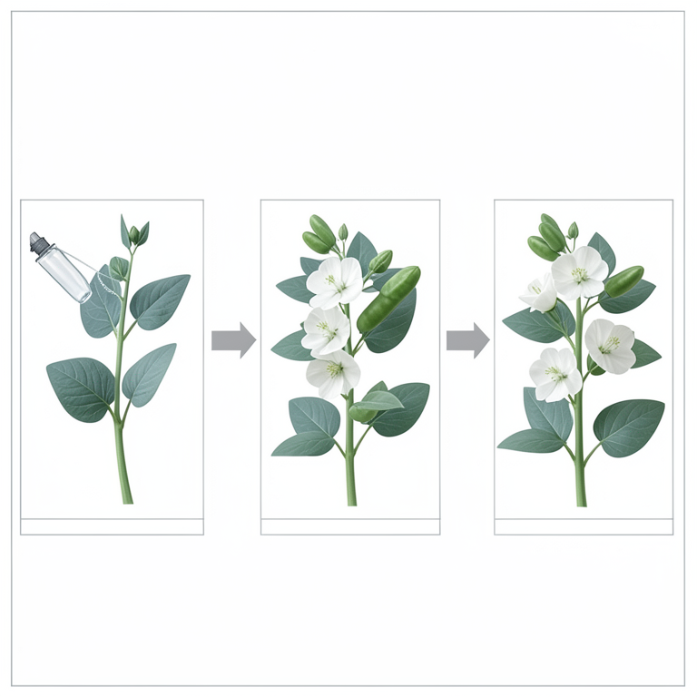 AI-generated conceptual illustration (broad bean plants (Vicia faba L)). It explains the idea and does not show study data.