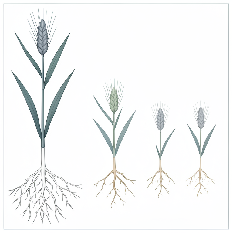 AI-generated conceptual illustration (Barley seedlings (Hordeum vulgare L.)). It explains the idea and does not show study data.