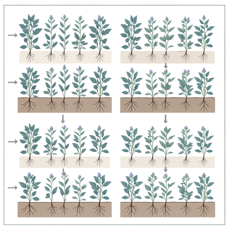 AI-generated conceptual illustration (mustard plants (Brassica juncea)). It explains the idea and does not show study data.