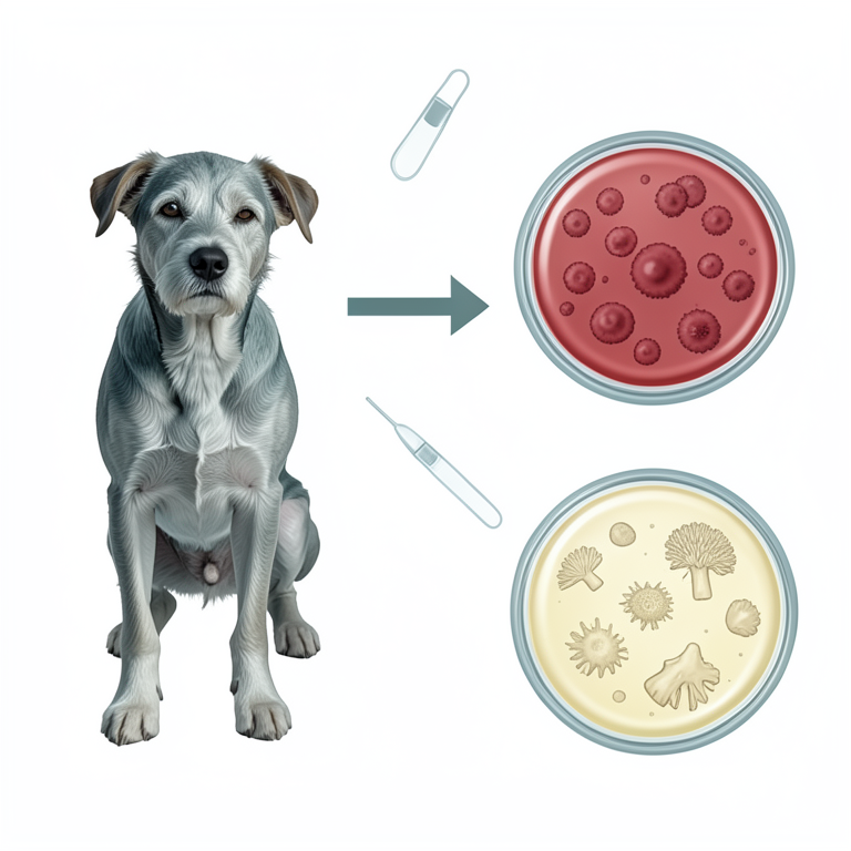 AI-generated conceptual illustration (geriatric Kintamani dog). It explains the idea and does not show study data.