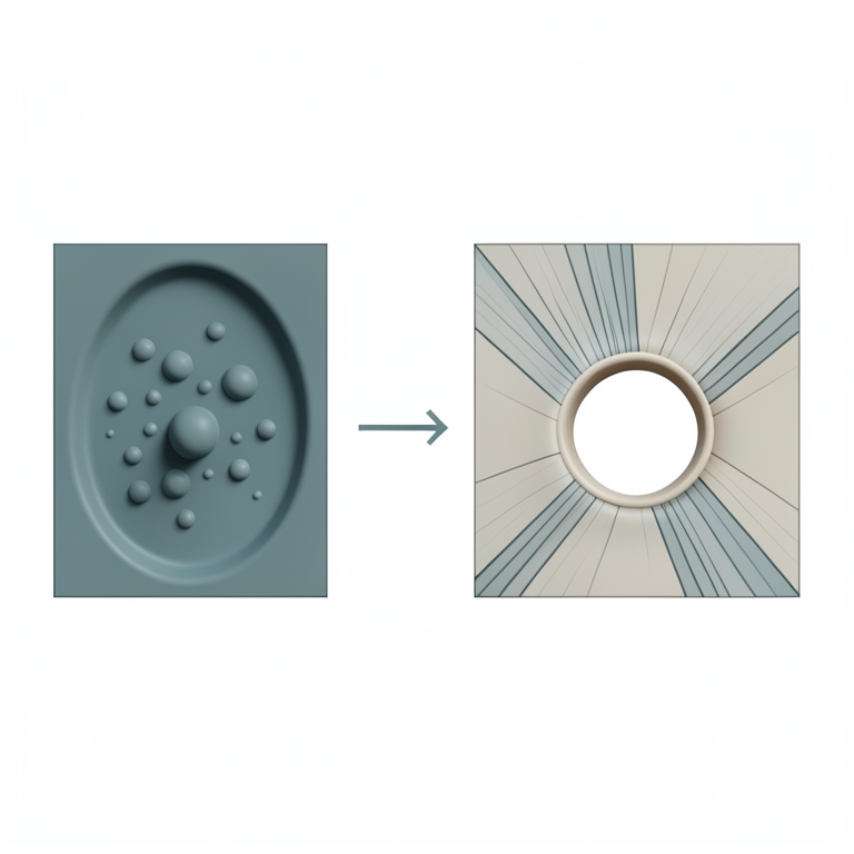 AI-generated conceptual illustration (epoxy resin modified with rubber nanoparticles). It explains the idea and does not show study data.