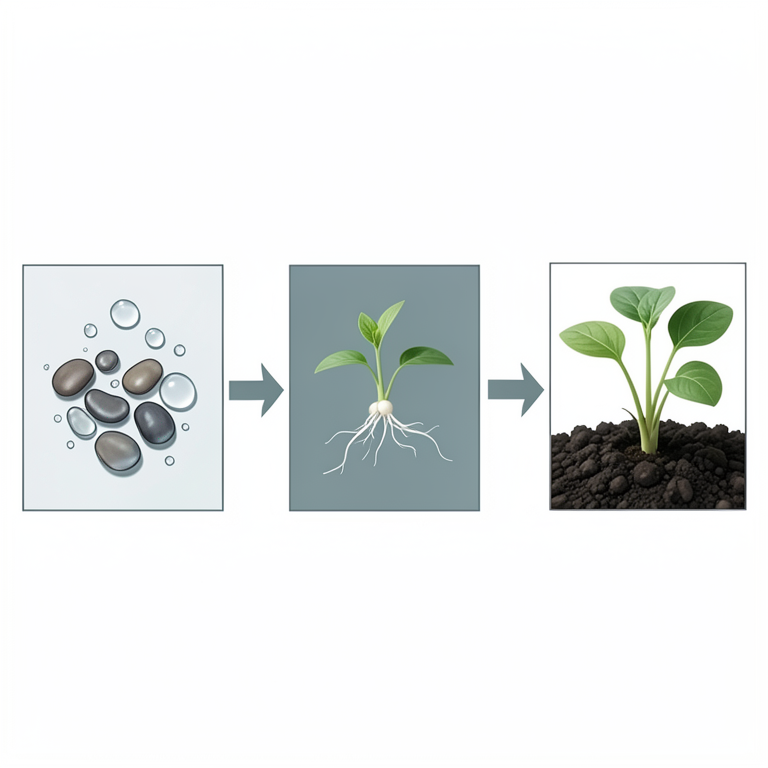 AI-generated conceptual illustration (Phaseolus vulgaris (common bean) and Abelmoschus esculentus (okra) seeds). It explains the idea and does not show study data.