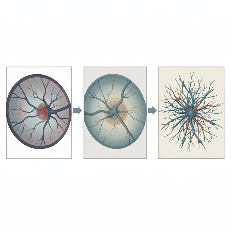 AI-generated conceptual illustration (premature infant retina). It explains the idea and does not show study data.