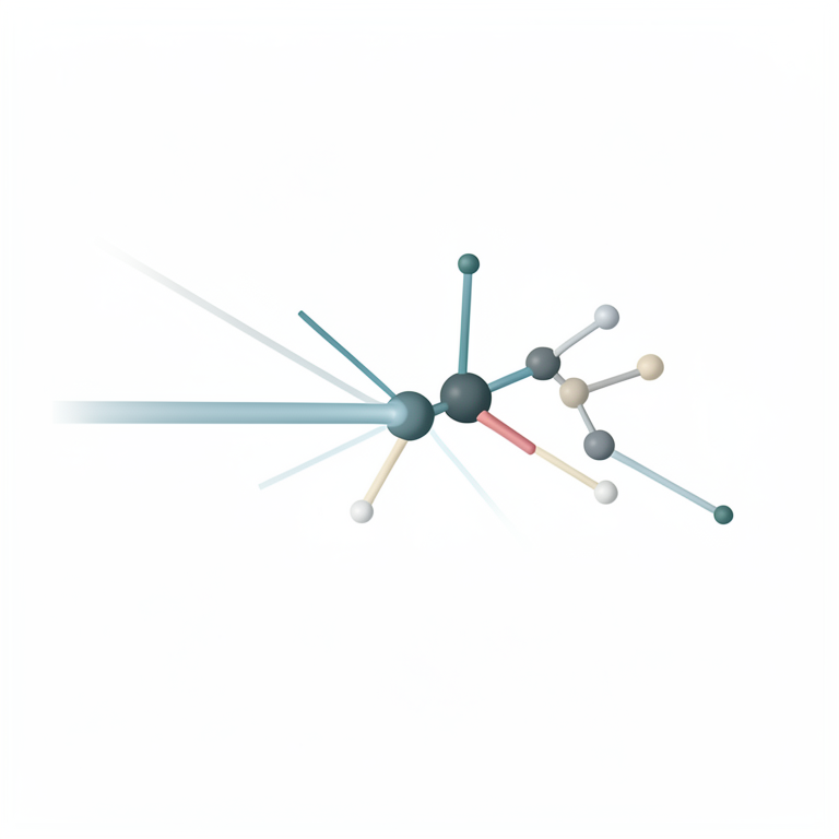 AI-generated conceptual illustration (a single organic molecule in a transparent biological sample). It explains the idea and does not show study data.