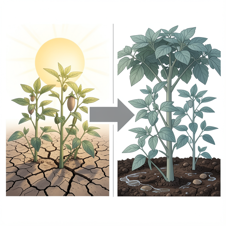 AI-generated conceptual illustration (chickpea and groundnut plants in a field). It explains the idea and does not show study data.