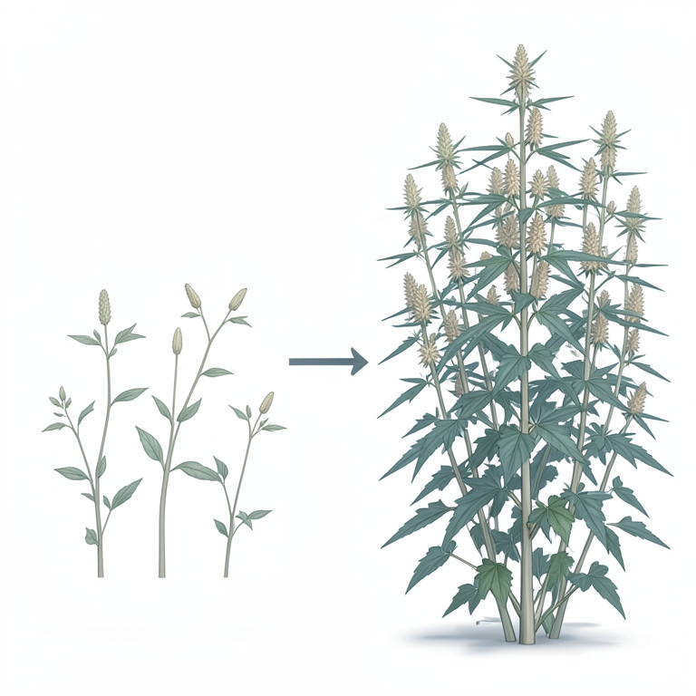 AI-generated conceptual illustration (sesame plants (Sesamum indicum L.)). It explains the idea and does not show study data.