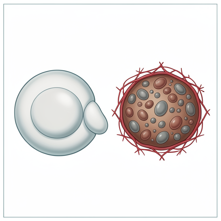 AI-generated conceptual illustration (human adipose tissue cells). It explains the idea and does not show study data.