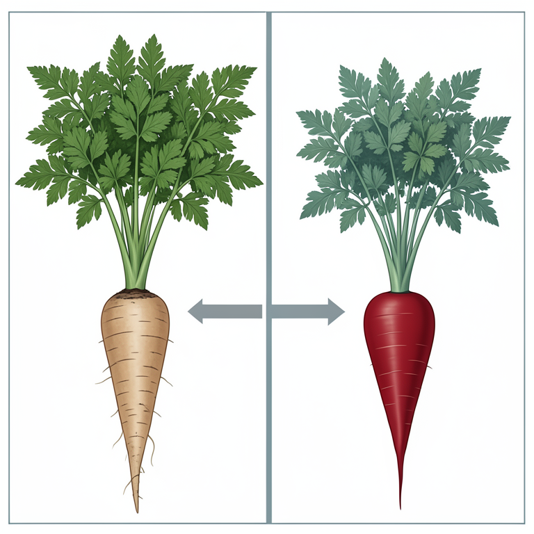 AI-generated conceptual illustration (carrot plants (Daucus carota L.)). It explains the idea and does not show study data.