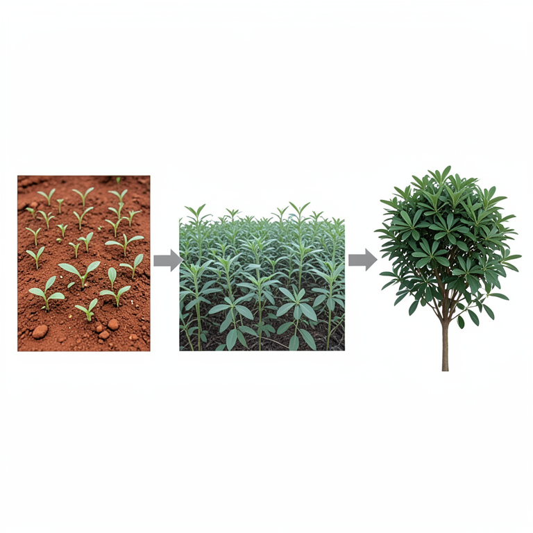 AI-generated conceptual illustration (Stylosanthes forage legume plants in acidic soil). It explains the idea and does not show study data.