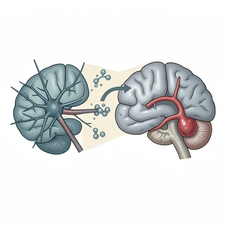AI-generated conceptual illustration (Human brain anatomy focusing on the trigeminal nerve and meningeal blood vessels). It explains the idea and does not show study data.