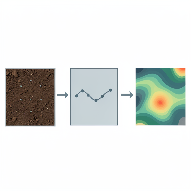 AI-generated conceptual illustration (Agricultural soil profile and farmland landscape). It explains the idea and does not show study data.