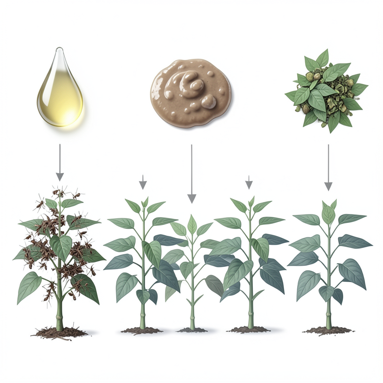 AI-generated conceptual illustration (brinjal plants and sucking pests). It explains the idea and does not show study data.