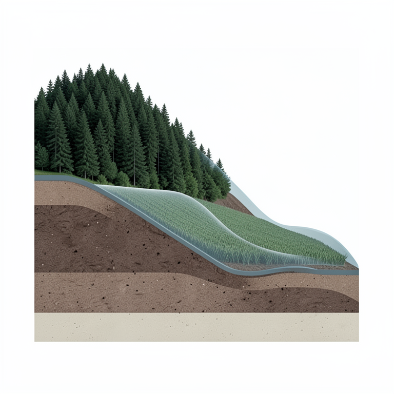 AI-generated conceptual illustration (Ethiopian highland soil profiles under forest and cropland vegetation). It explains the idea and does not show study data.