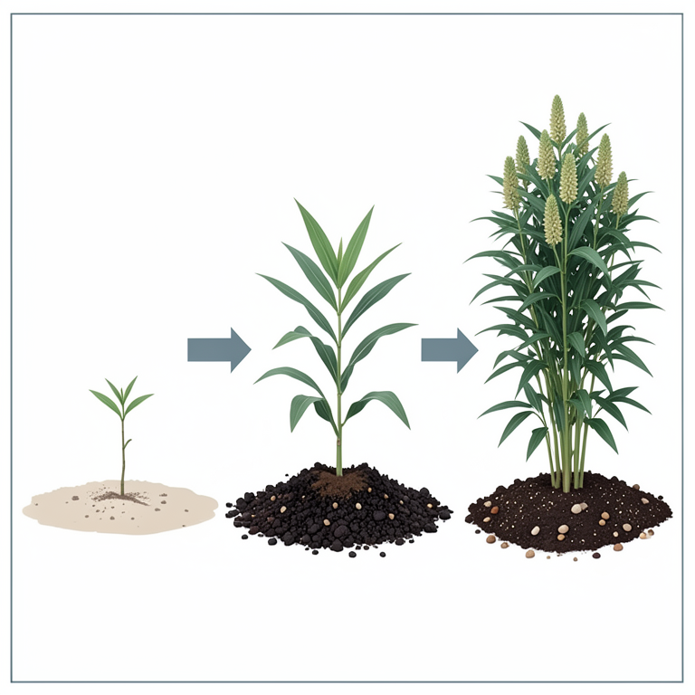 AI-generated conceptual illustration (finger millet plants (Var. VL Mandua 379)). It explains the idea and does not show study data.