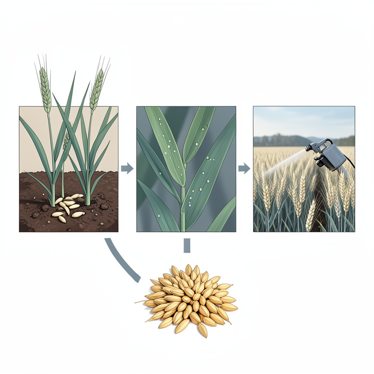 AI-generated conceptual illustration (rye plants (Secale cereale)). It explains the idea and does not show study data.