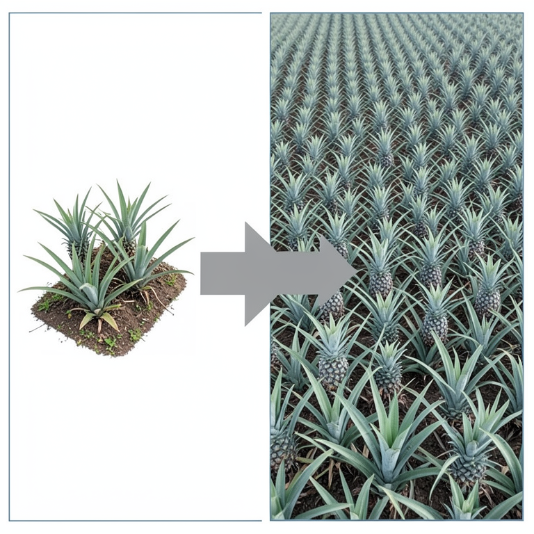 AI-generated conceptual illustration (pineapple plants in Ethiopia). It explains the idea and does not show study data.