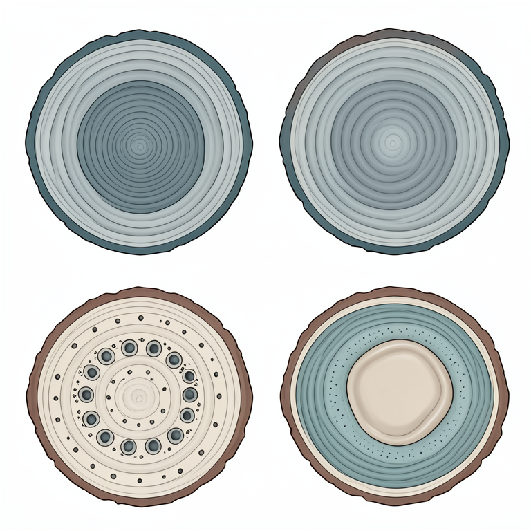 AI-generated conceptual illustration (cross-section of a coniferous tree trunk). It explains the idea and does not show study data.