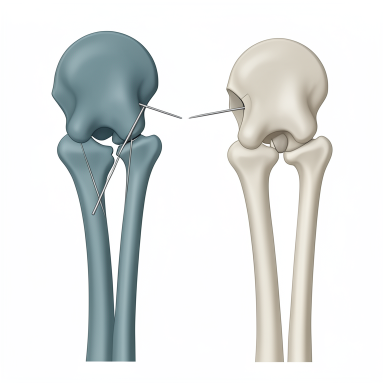AI-generated conceptual illustration (canine hip joint and femur). It explains the idea and does not show study data.