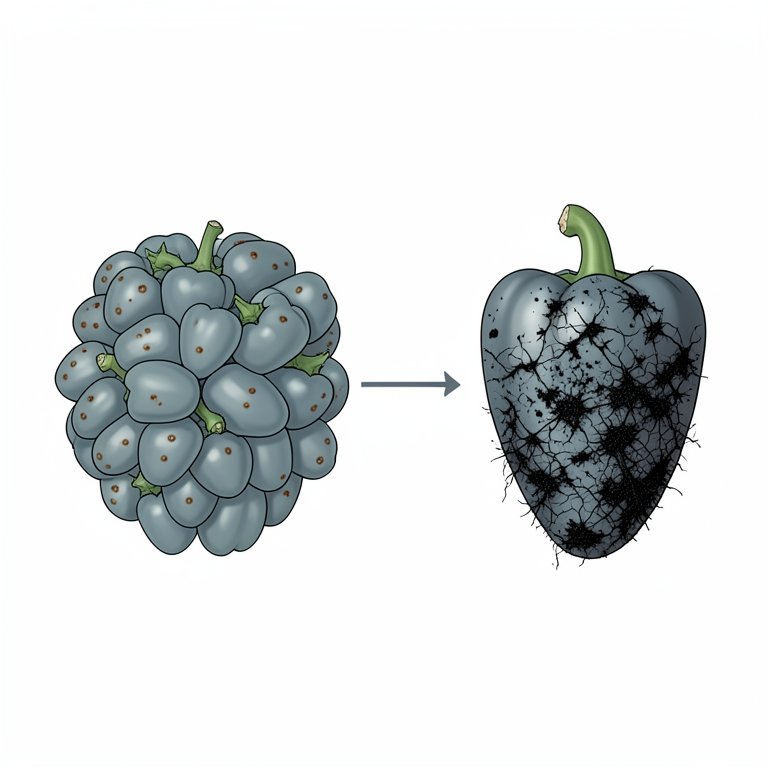 AI-generated conceptual illustration (sweet pepper fruits (Capsicum annuum L.)). It explains the idea and does not show study data.