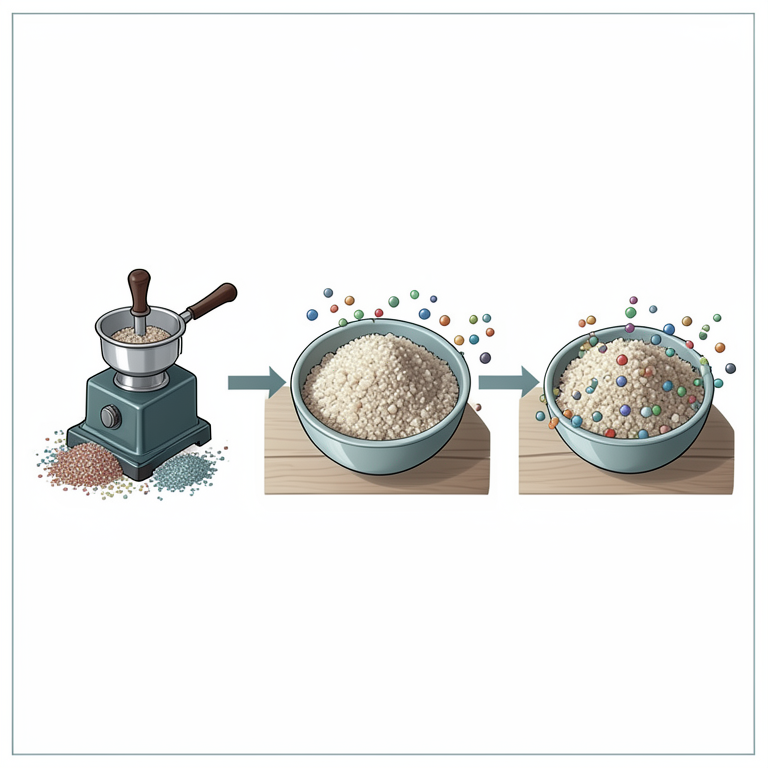 AI-generated conceptual illustration (ground food ingredients in a Nigerian local market). It explains the idea and does not show study data.