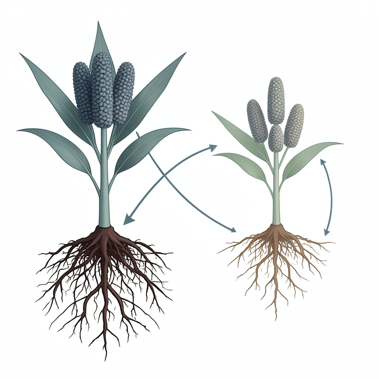 AI-generated conceptual illustration (finger millet plants). It explains the idea and does not show study data.