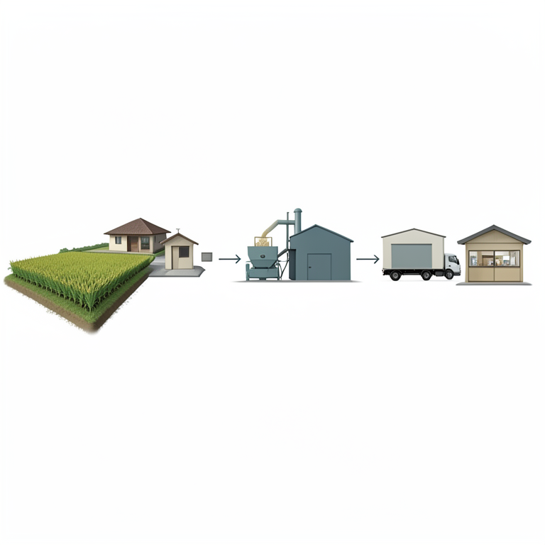 AI-generated conceptual illustration (Rice grains and traditional Ethiopian agricultural market settings). It explains the idea and does not show study data.