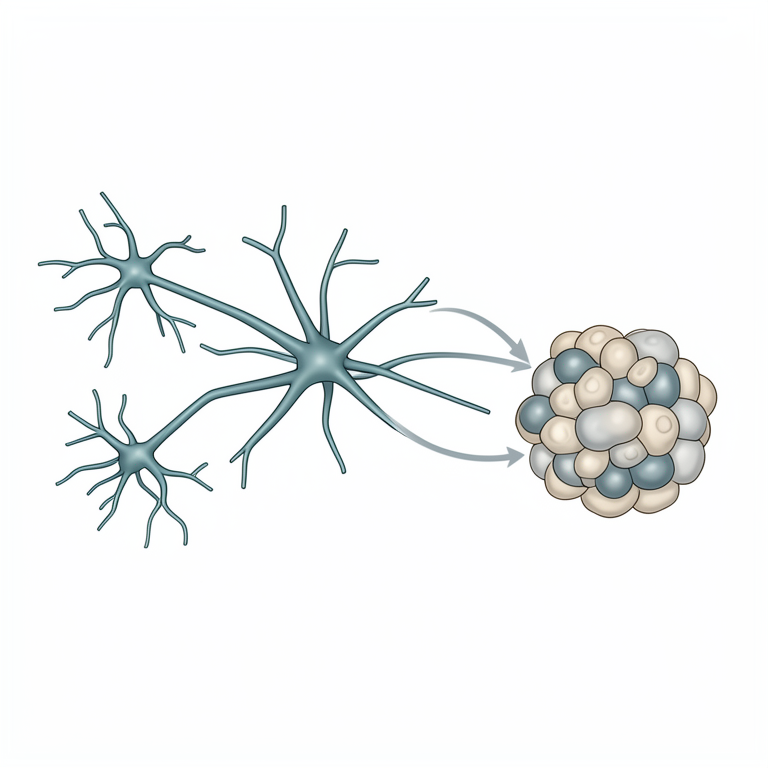 AI-generated conceptual illustration (Dendritic cells and T-cells in a tumor microenvironment). It explains the idea and does not show study data.