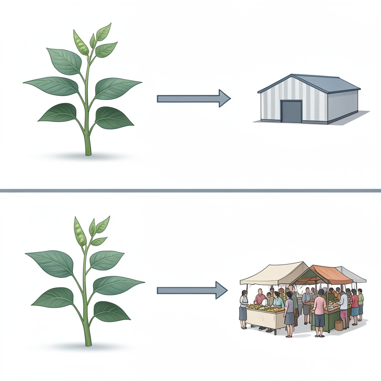 AI-generated conceptual illustration (soybean plants and farmers in Benue State, Nigeria). It explains the idea and does not show study data.