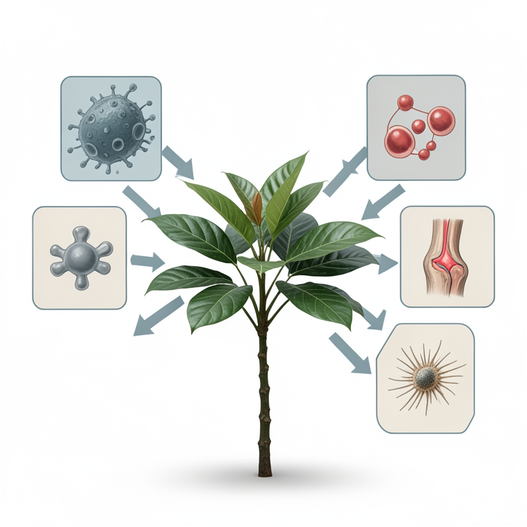 AI-generated conceptual illustration (Acalypha indica plant). It explains the idea and does not show study data.