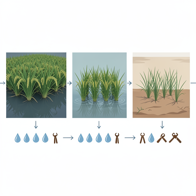 AI-generated conceptual illustration (Basmati rice plants in a paddy field). It explains the idea and does not show study data.
