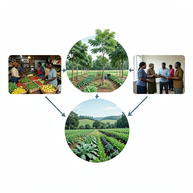 AI-generated conceptual illustration (Smallholder rural farmers in Imo State, Nigeria). It explains the idea and does not show study data.