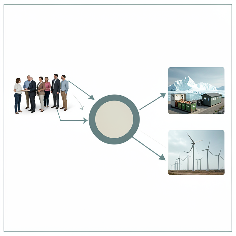 AI-generated conceptual illustration (diverse groups of adults including students, teachers, and local residents in a community center setting). It explains the idea and does not show study data.