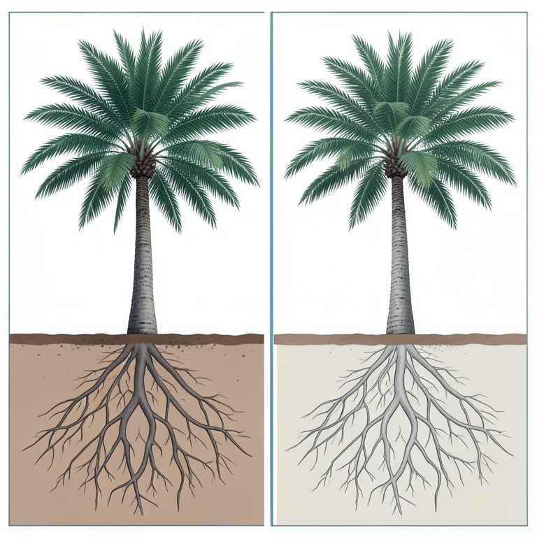 AI-generated conceptual illustration (Cocos nucifera (coconut palm tree)). It explains the idea and does not show study data.