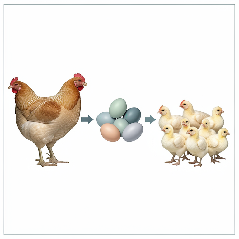 AI-generated conceptual illustration (commercial broiler chickens). It explains the idea and does not show study data.