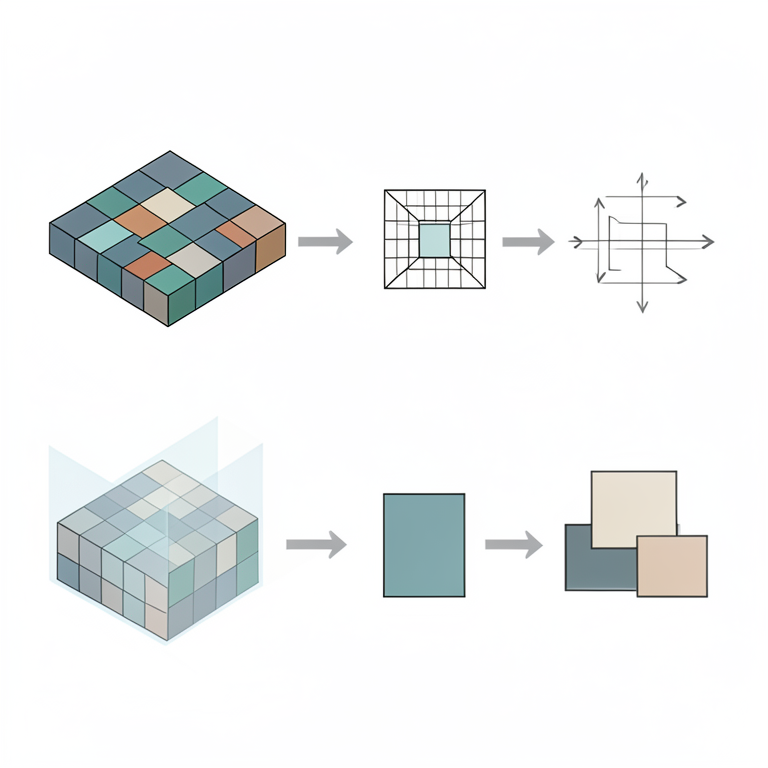 AI-generated conceptual illustration (Abstract mathematical data matrices and geometric transformations). It explains the idea and does not show study data.