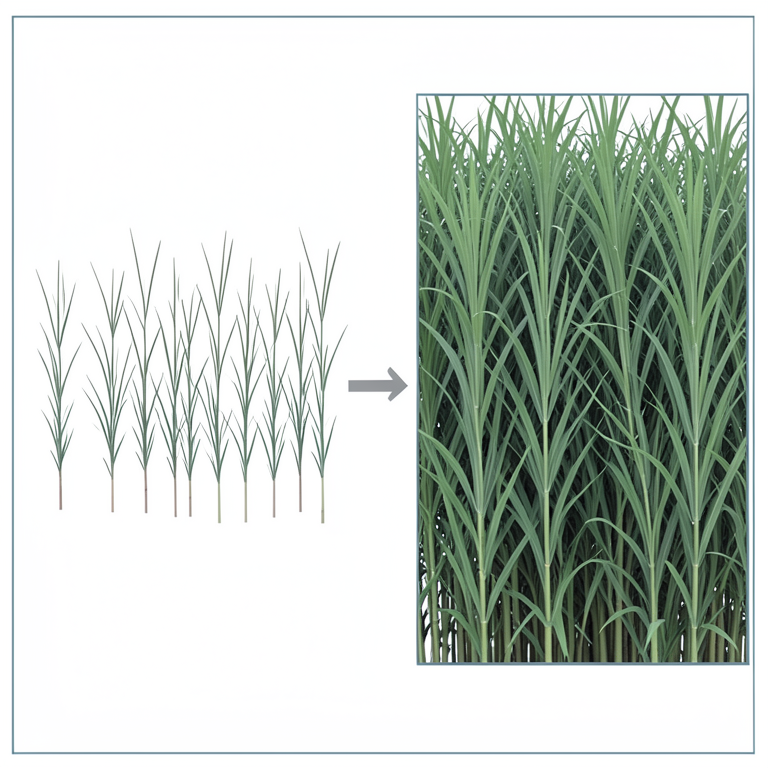 AI-generated conceptual illustration (Bajra Napier grass plants). It explains the idea and does not show study data.
