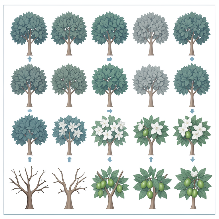 AI-generated conceptual illustration (guava trees in a high-density orchard). It explains the idea and does not show study data.