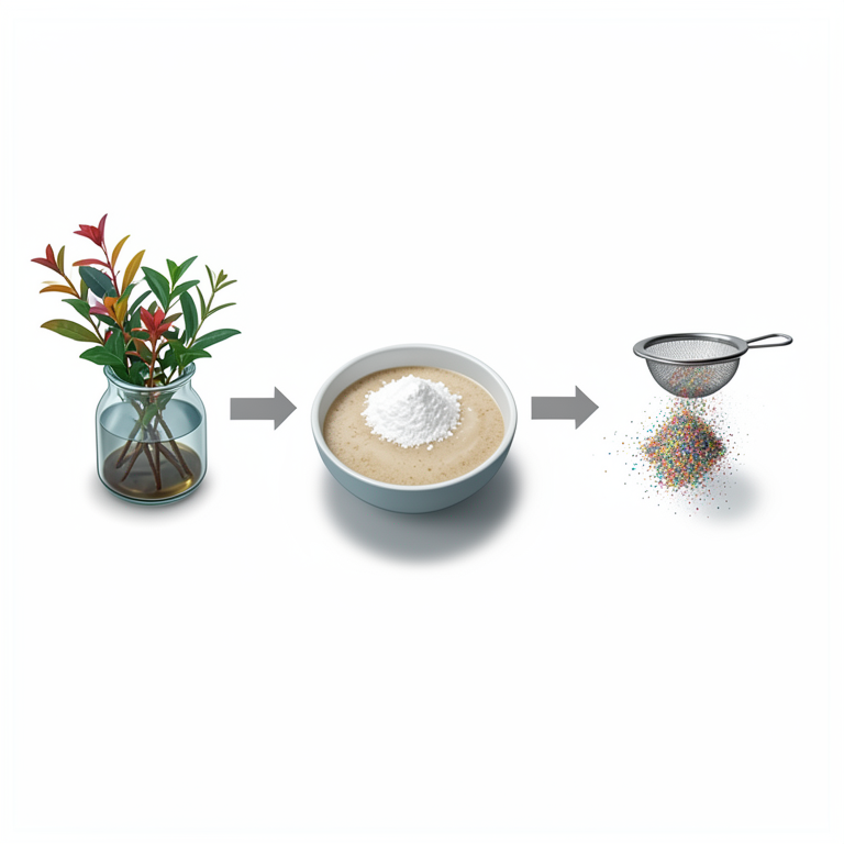 AI-generated conceptual illustration (Flower petals, beetroot, turmeric, and rice flour). It explains the idea and does not show study data.