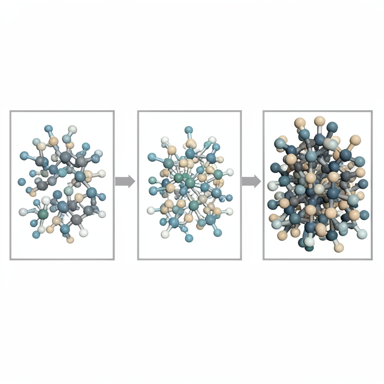 AI-generated conceptual illustration (L-proline molecule and organic reactant molecules in a solvent). It explains the idea and does not show study data.