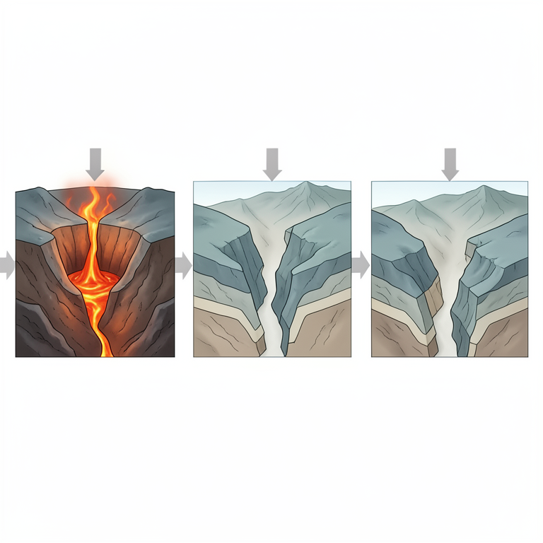 AI-generated conceptual illustration (Precambrian crustal rock layers of the Karelian terrane). It explains the idea and does not show study data.