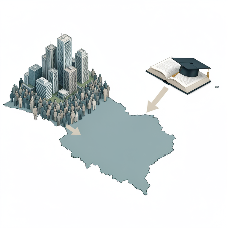 AI-generated conceptual illustration (A map of Haryana state, India, and symbolic representations of urban infrastructure and education). It explains the idea and does not show study data.