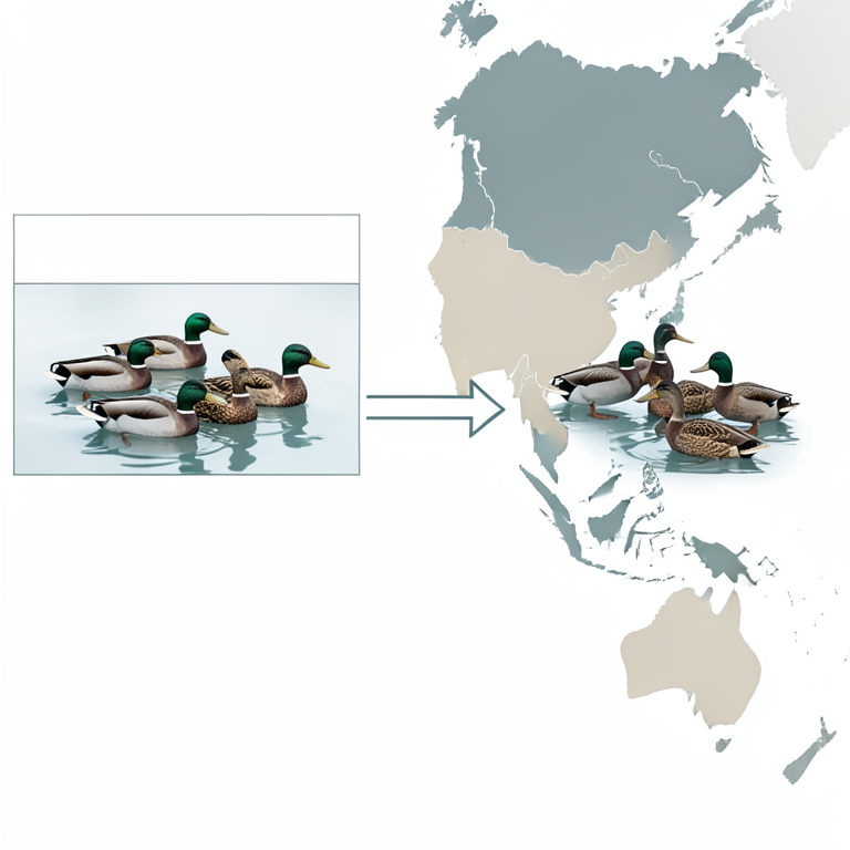 AI-generated conceptual illustration (wild waterfowl in Mekong Delta wetlands). It explains the idea and does not show study data.