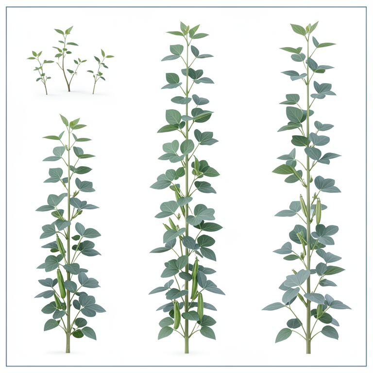 AI-generated conceptual illustration (cowpea plants (Vigna sinensis)). It explains the idea and does not show study data.
